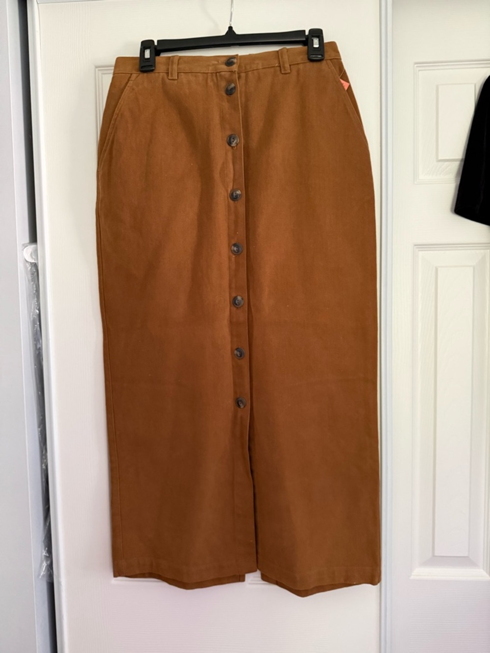 2 MIDI SKIRTS - Button-Front Brown & Denim, both 100% Cotton